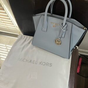 RARE-Michael Kors Avril top-zip Baby Blue satchel - discontinued. Used once!!